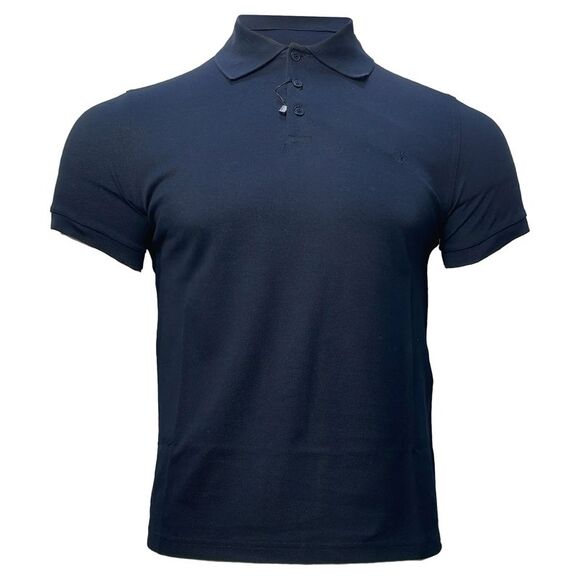 Saint Laurent Cassandre Embroidered-Logo Polo Shirt in Navy Blue Cotton